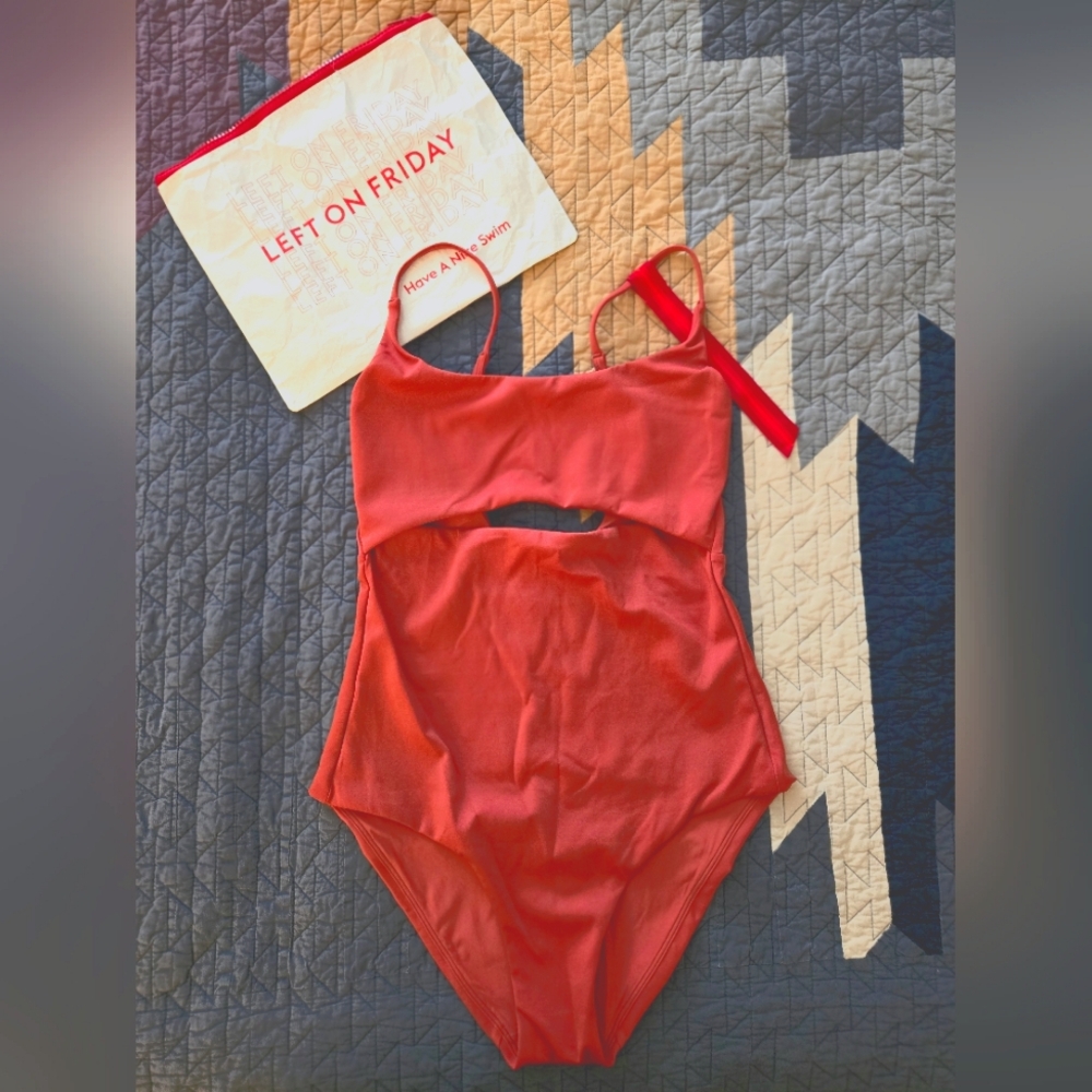 Left On Friday Red and Orange One Piece Swimwear. NWT.